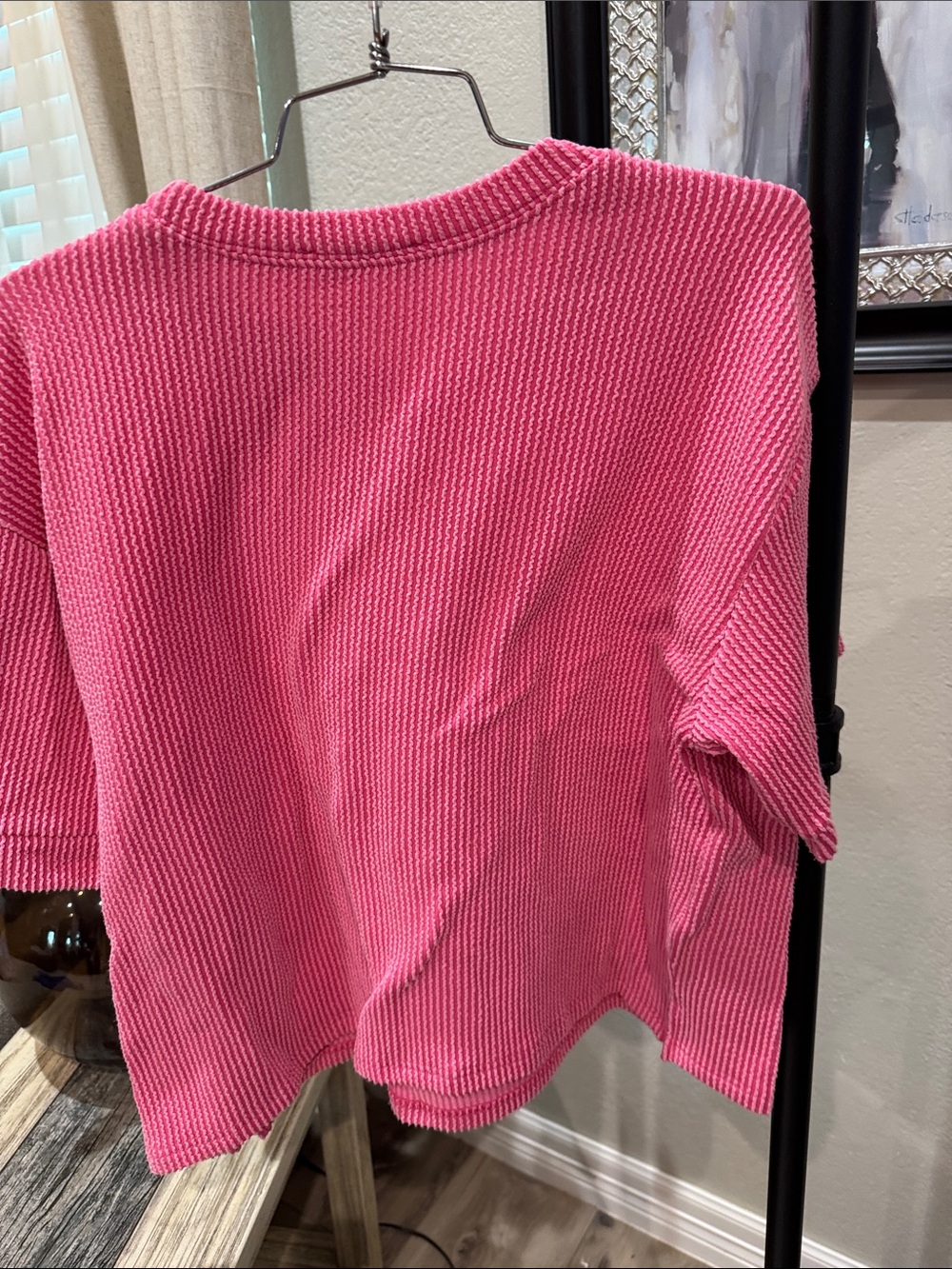 Zenana Outfitters Pink Ribbed Knit Top and shorts - Picture 4 of 4